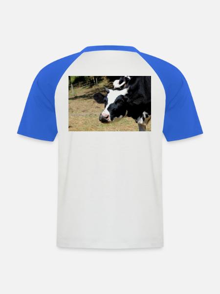 Affiche de vache - T-shirt baseball manches courtes Homme - blanc/bleu royal