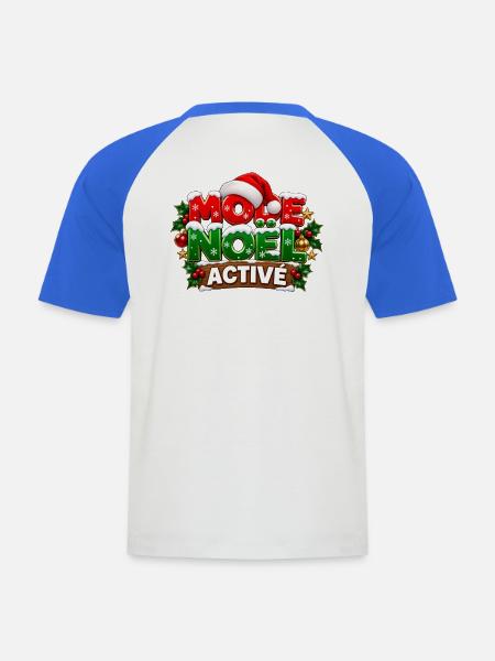 Weihnachtsmodus aktiviert – Festliche Chart - Männer Baseball-T-Shirt - Weiß/Royalblau