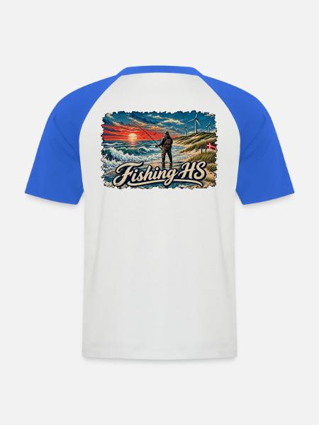 Angeln Hvide Sande2 - Männer Baseball-T-Shirt - Weiß/Royalblau