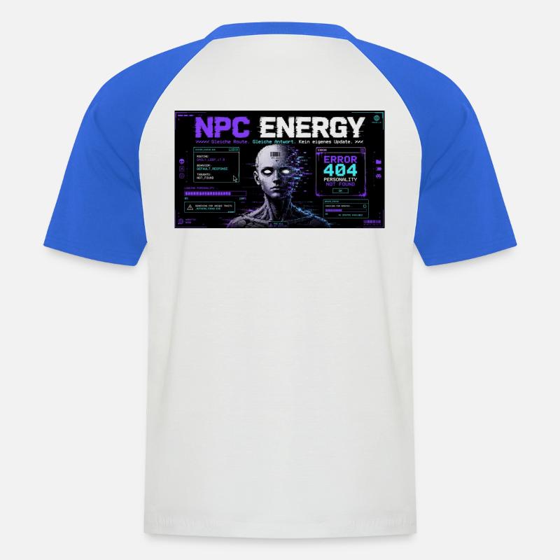 NPC ENERGY ERROR 404 - Männer Baseball-T-Shirt - Weiß/Royalblau
