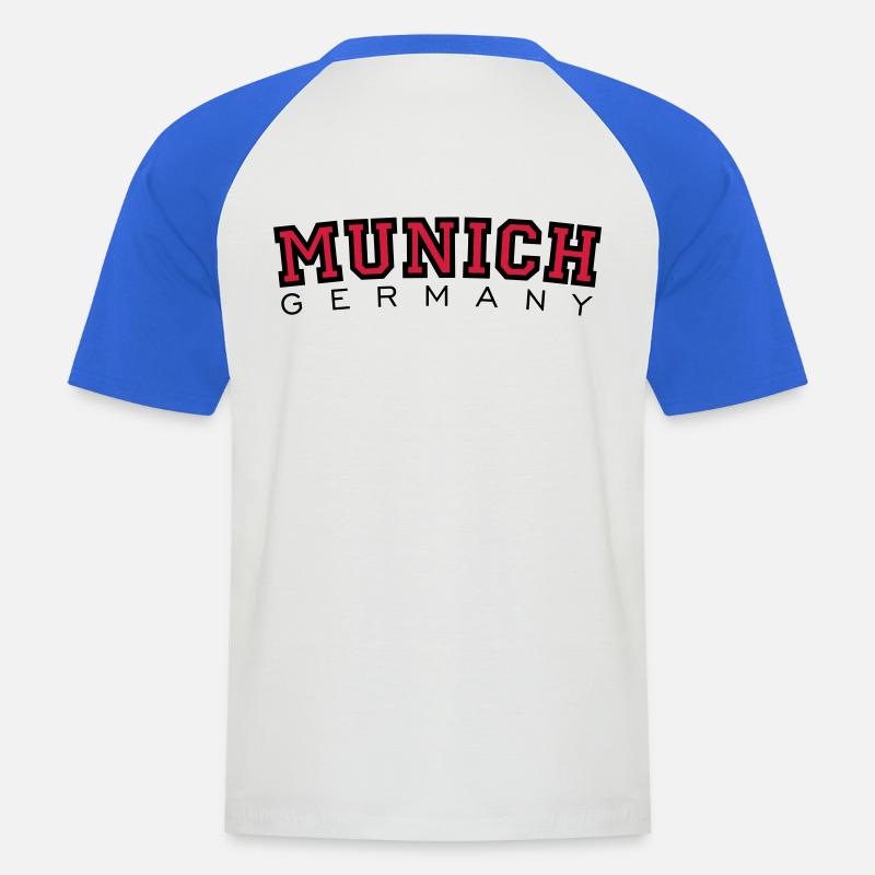 München Munich Germany (Schwarz/Rot) - Männer Baseball-T-Shirt - Weiß/Royalblau