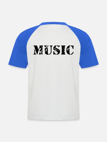 music as a stamp print design - Men's Baseball T-Shirt - white/royal blue