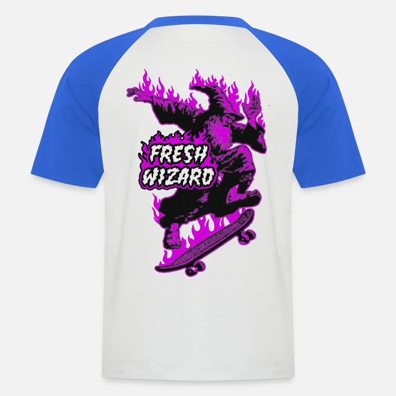 Fresh Wizard - Männer Baseball-T-Shirt - Weiß/Royalblau