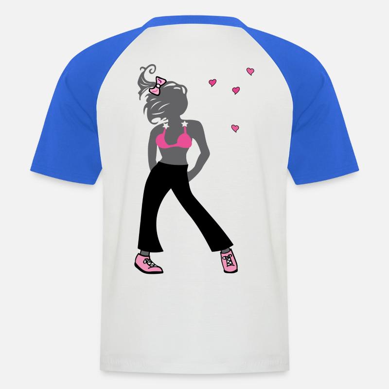 Junges Mädchen - Männer Baseball-T-Shirt - Weiß/Royalblau