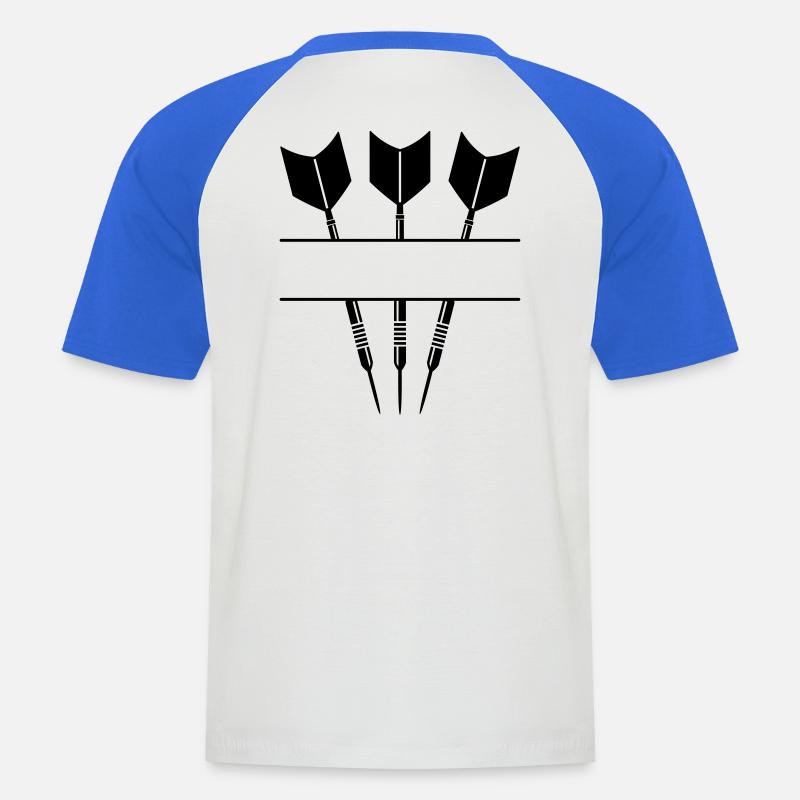 Drei Darts einfarbig mit Textzeile. - Männer Baseball-T-Shirt - Weiß/Royalblau