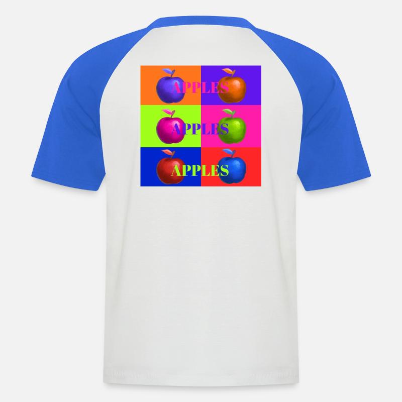 Pop Art Apfel Collage Design - Männer Baseball-T-Shirt - Weiß/Royalblau
