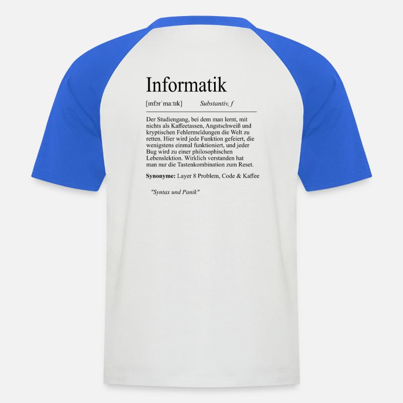 Unispruch "Informatik" Student Geschenk, Studenten - Männer Baseball-T-Shirt - Weiß/Royalblau
