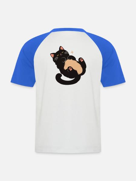 Kuschelkatz mit flauschigem Bauch - Männer Baseball-T-Shirt - Weiß/Royalblau