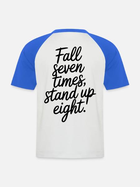 Never give up - Männer Baseball-T-Shirt - Weiß/Royalblau