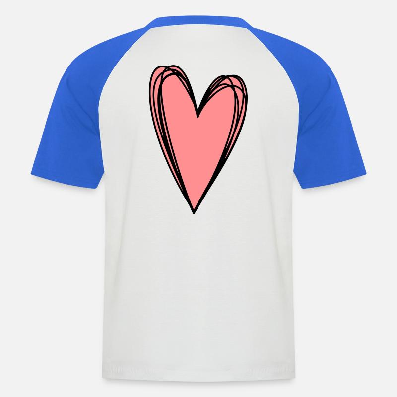 Herz rosa Scribble Doodle Geschenk Liebe - Männer Baseball-T-Shirt - Weiß/Royalblau