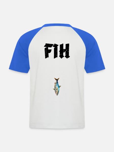 FIH Fish Meme-Design - Männer Baseball-T-Shirt - Weiß/Royalblau