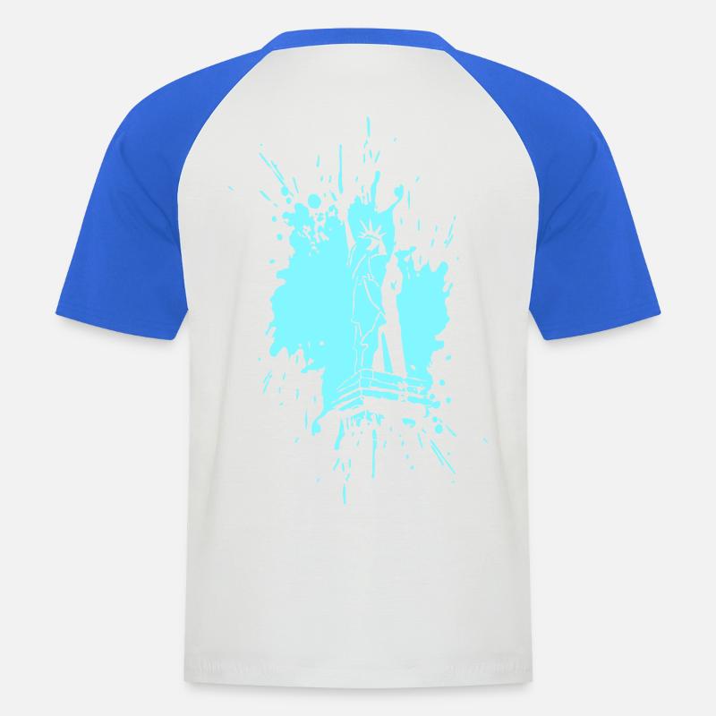 Freiheitsstatue in a Splash > Vectorgraphic - Männer Baseball-T-Shirt - Weiß/Royalblau