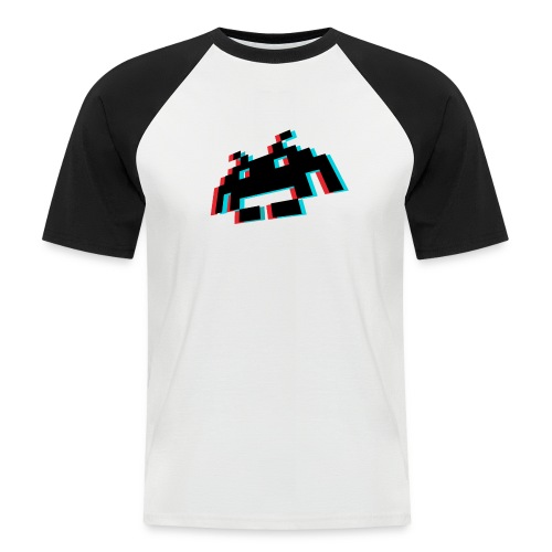 invader3dschwarz1 - Männer Baseball-T-Shirt