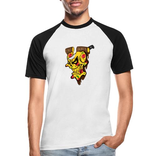 Pizza Schädel mit Messer - Männer Baseball-T-Shirt