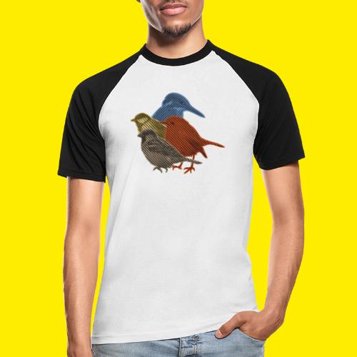 Vogelverzameling in line-art - Mannen baseballshirt korte mouw