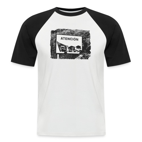 Achtung Bären kreuzen / TourVueltaGiro beidseitig - Männer Baseball-T-Shirt