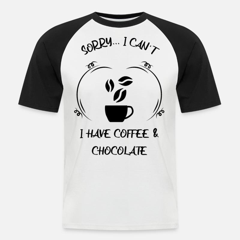 Kaffee Espresso Käffchen & Schokolade - Männer Baseball-T-Shirt - Weiß/Schwarz