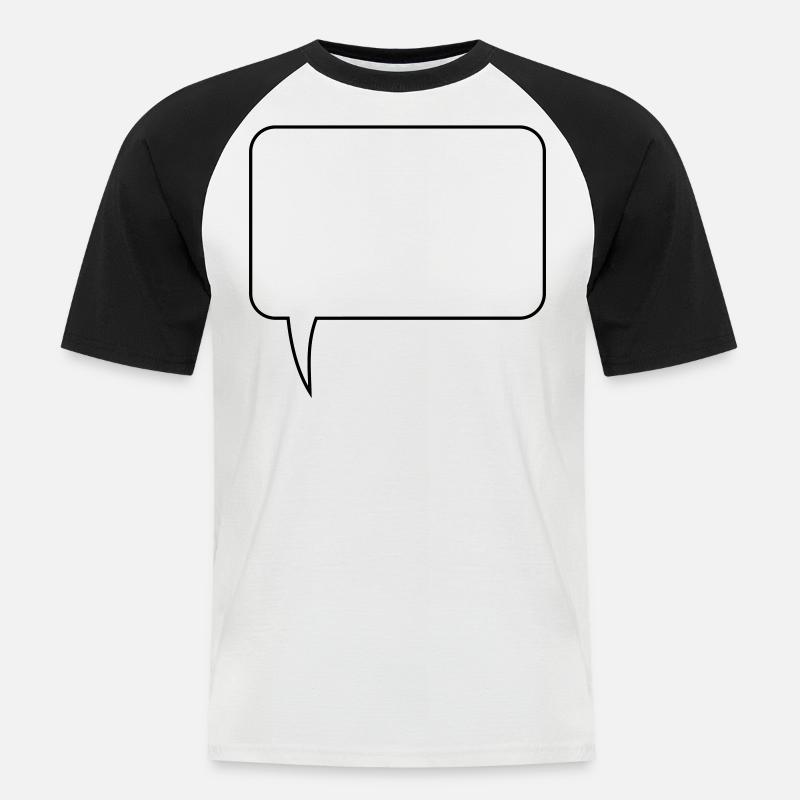 Speech bubble rectangle design - Men's Baseball T-Shirt - white/black