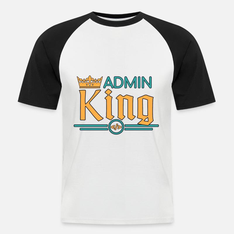 Admin King Administrator - Männer Baseball-T-Shirt - Weiß/Schwarz