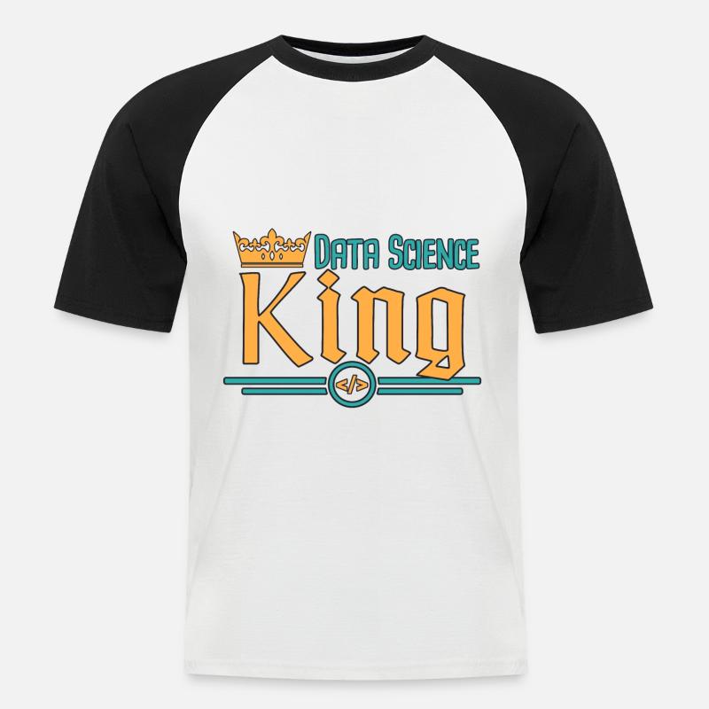 Data Science King - Männer Baseball-T-Shirt - Weiß/Schwarz