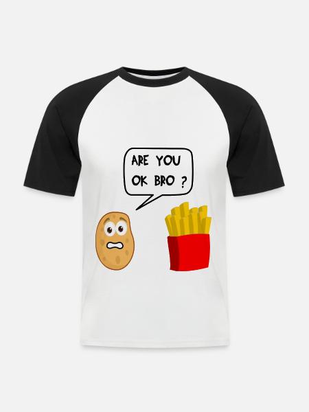 French fries and potatoes - Men's Baseball T-Shirt - white/black