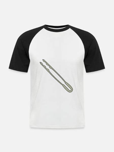 Grillzange - Männer Baseball-T-Shirt - Weiß/Schwarz