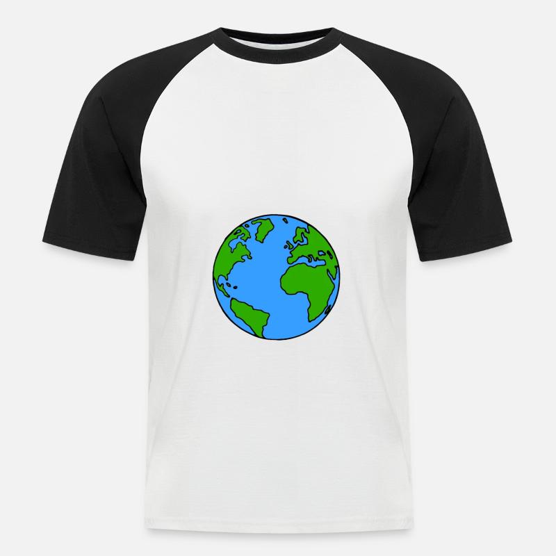 Weltkugel, Globus, Comic, Geschenkidee - Männer Baseball-T-Shirt - Weiß/Schwarz