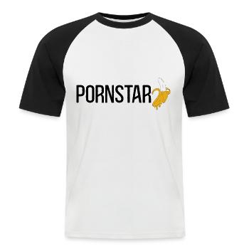 Pornstar Porn Star Banana - Men's Baseball T-Shirt - white/black - Front - Nik (191cm)
