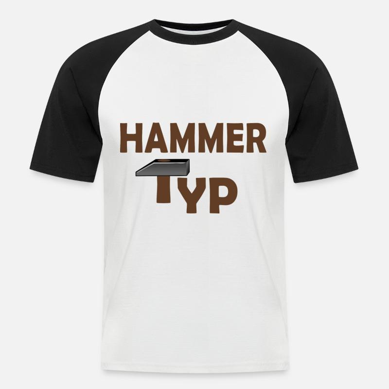 HAMMER TYP - Männer Baseball-T-Shirt - Weiß/Schwarz
