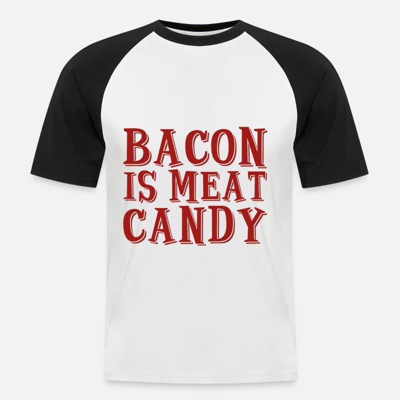 Bacon Is Meat Candy 2 - Männer Baseball-T-Shirt - Weiß/Schwarz