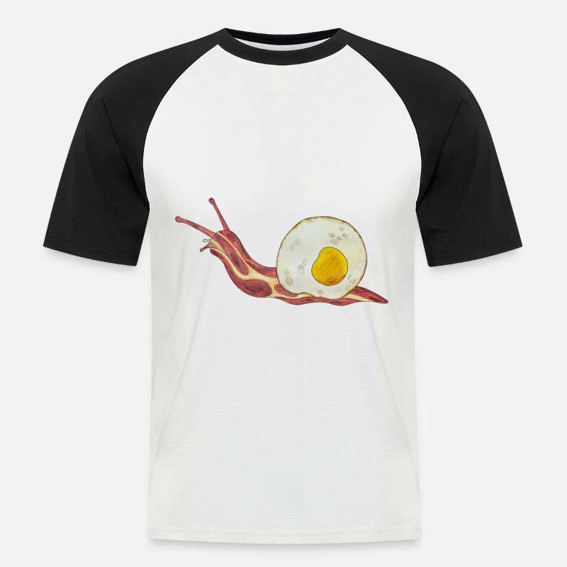 Baconschnecke Bacon and egg Spiegelei - Männer Baseball-T-Shirt - Weiß/Schwarz