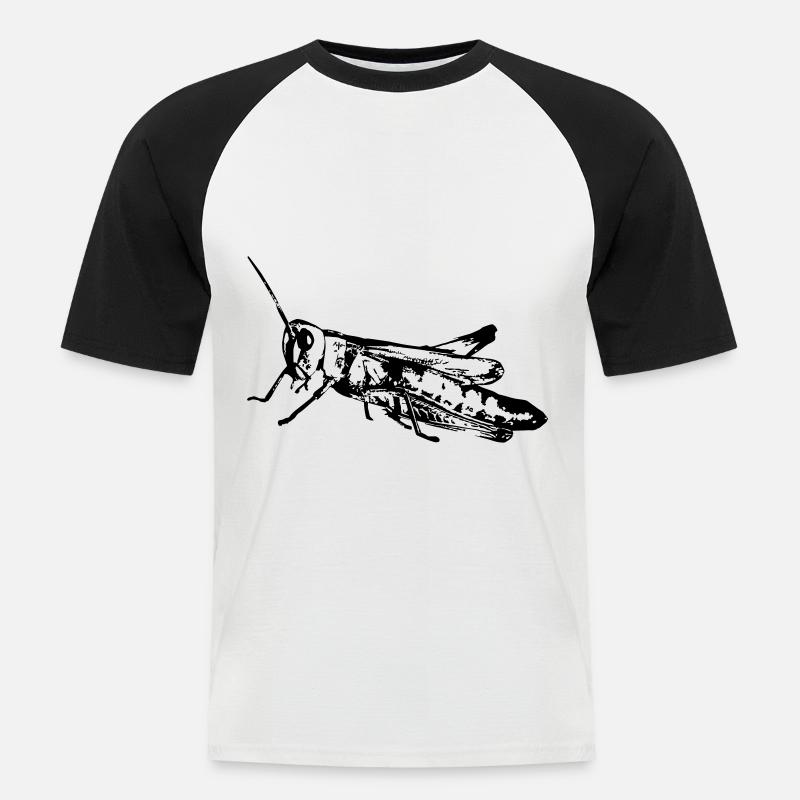 Grasshopper / Grashüpfer - Männer Baseball-T-Shirt - Weiß/Schwarz