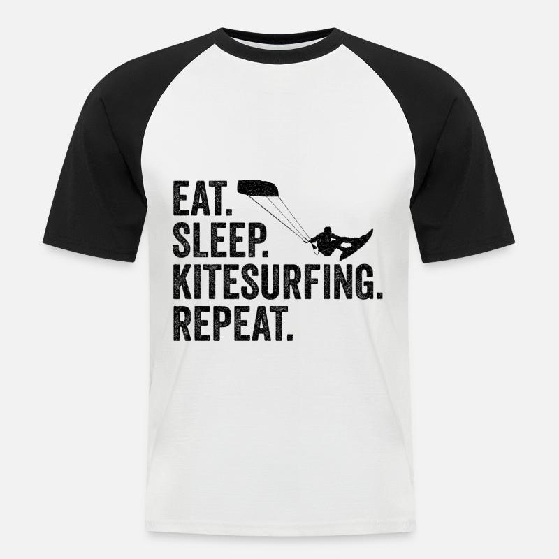 Kitesurfen Surfer Kite Geschenk - Männer Baseball-T-Shirt - Weiß/Schwarz