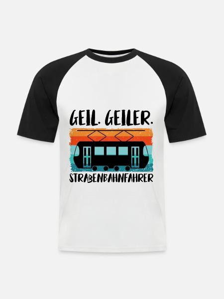 Straßenbahnfahrer Straßenbahn Stadtbahn Tram - Männer Baseball-T-Shirt - Weiß/Schwarz