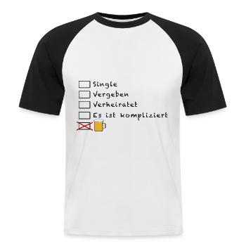 Single Vergeben Bierkrug - Männer Baseball-T-Shirt - Weiß/Schwarz - Vorne - Nik (191cm)