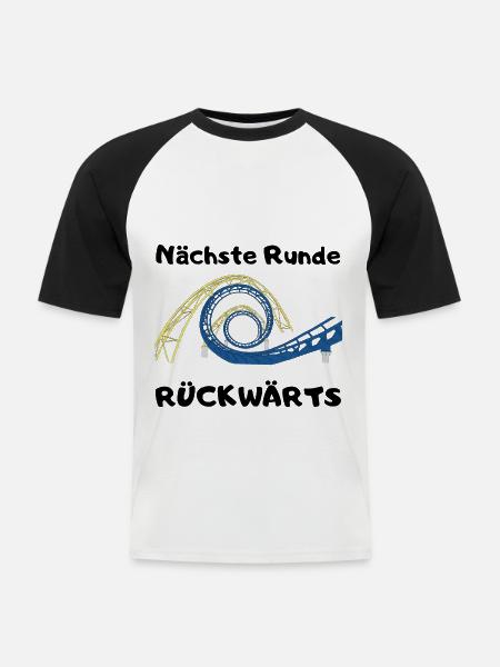 Nächste Runde rückwärts - Männer Baseball-T-Shirt - Weiß/Schwarz