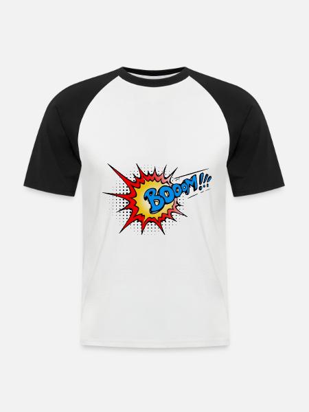 boom - T-shirt baseball manches courtes Homme - blanc/noir