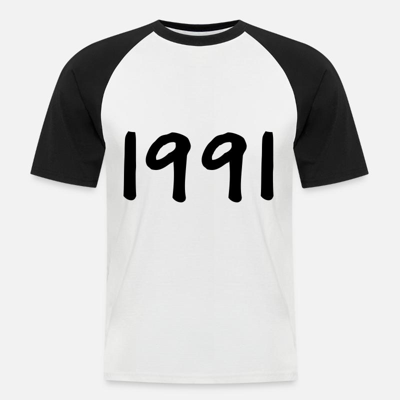 Geburtsjahr 1991 Geschenkidee - Männer Baseball-T-Shirt - Weiß/Schwarz