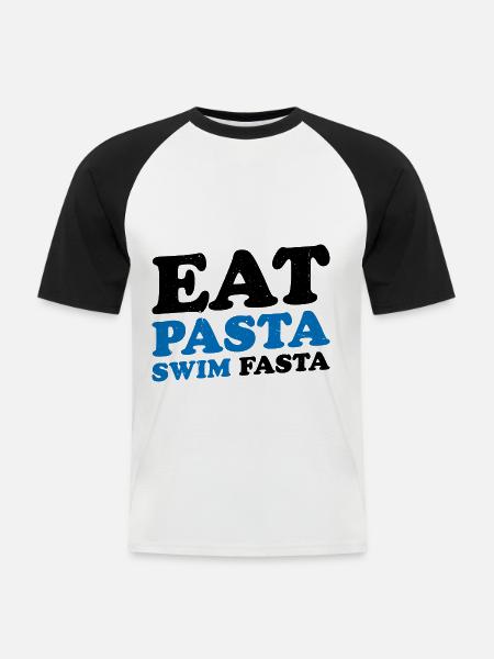 Eat Pasta Swim Fasta 15 - Men's Baseball T-Shirt - white/black