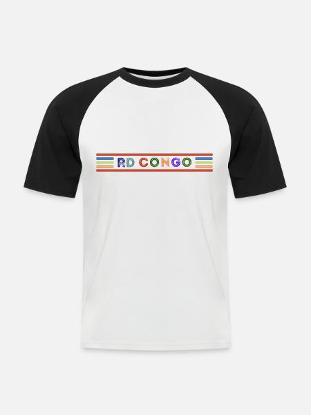 DR KONGO - Männer Baseball-T-Shirt - Weiß/Schwarz