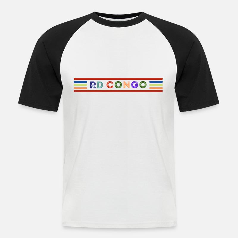 DR KONGO - Männer Baseball-T-Shirt - Weiß/Schwarz