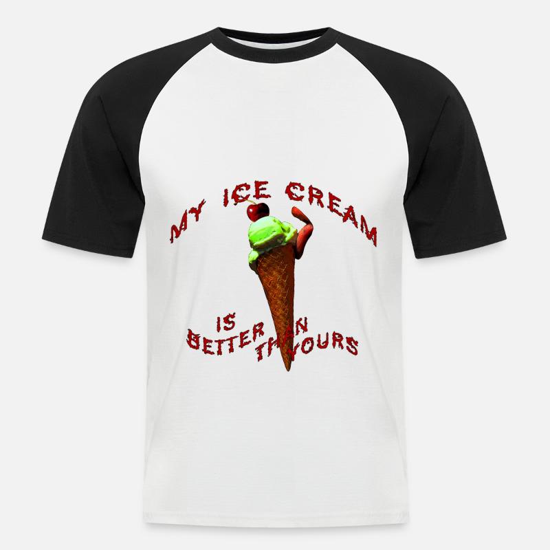 Eiscreme - Männer Baseball-T-Shirt - Weiß/Schwarz
