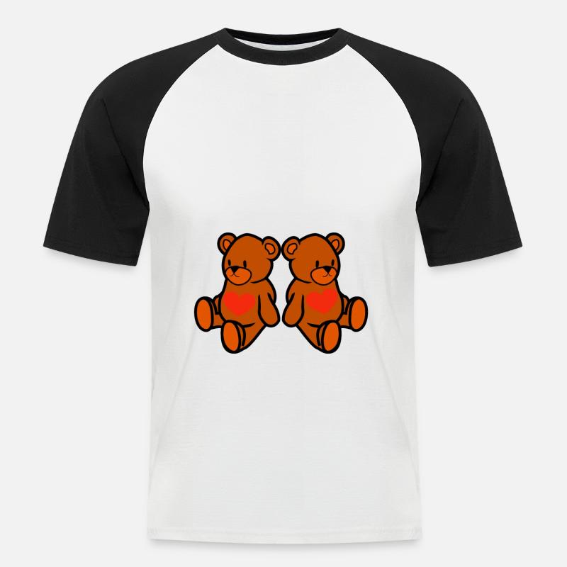 Teddybär - Männer Baseball-T-Shirt - Weiß/Schwarz