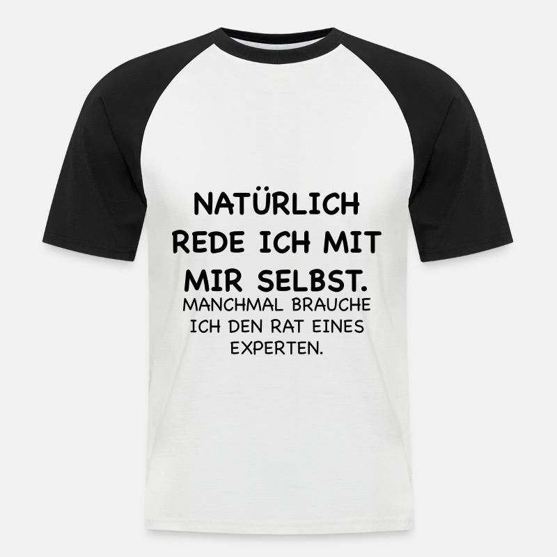 lustig Selbstgespraech Experte Geschenk - Männer Baseball-T-Shirt - Weiß/Schwarz