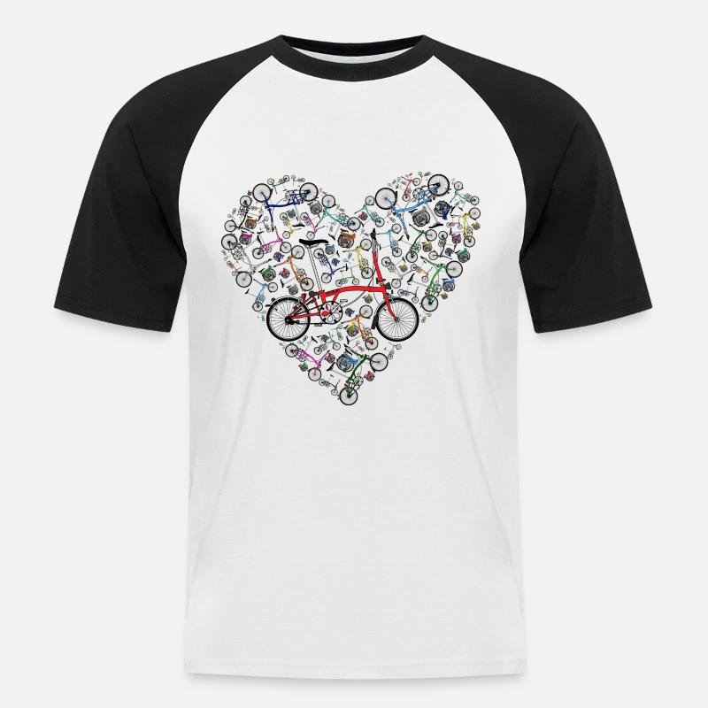 Ich liebe Brompton Bikes - Männer Baseball-T-Shirt - Weiß/Schwarz