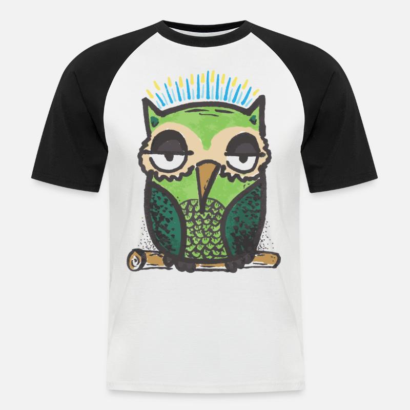 Eule - Männer Baseball-T-Shirt - Weiß/Schwarz