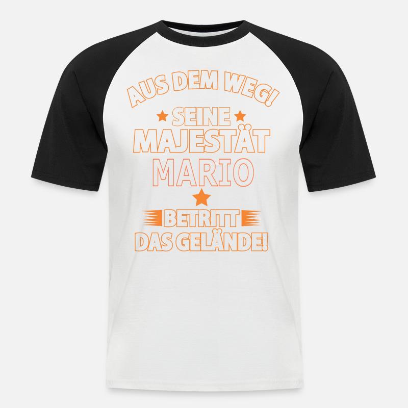 MARIO - Männer Baseball-T-Shirt - Weiß/Schwarz