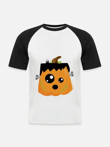 citrouille - T-shirt baseball manches courtes Homme - blanc/noir