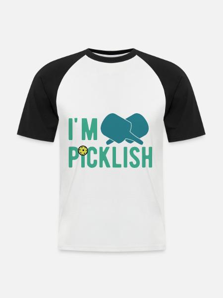 Pickleballs Pickleball - Männer Baseball-T-Shirt - Weiß/Schwarz