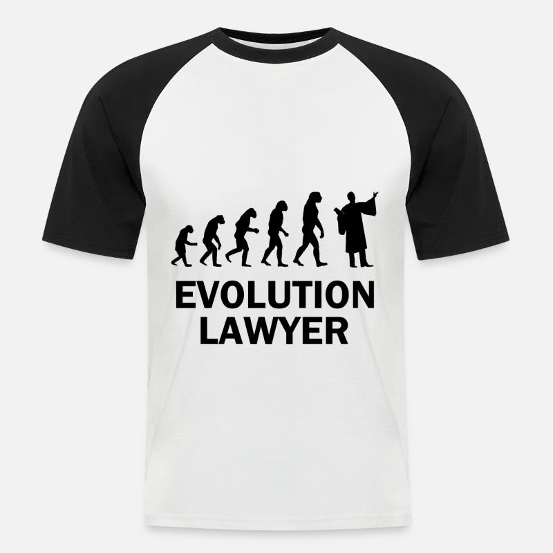 Lawyer Evolution Primaten Gericht Anwaltsrobe - Männer Baseball-T-Shirt - Weiß/Schwarz